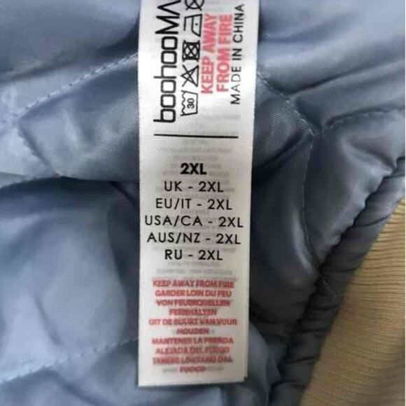 BoohooMAN Blue & White Varsity Bomber Jacket 2XL NWT - Picture 6 of 7